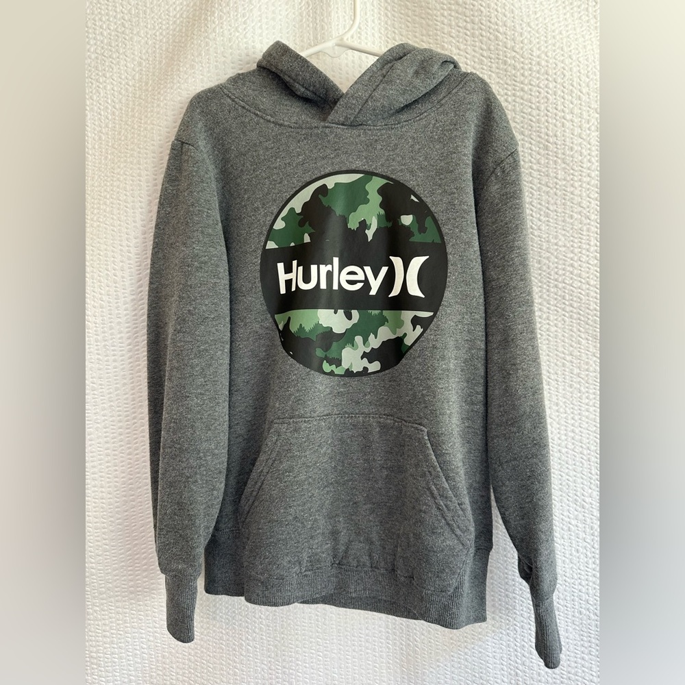 Hurley Boys Gray Green Camo Hoodie Sweatshirt Size: 7/8